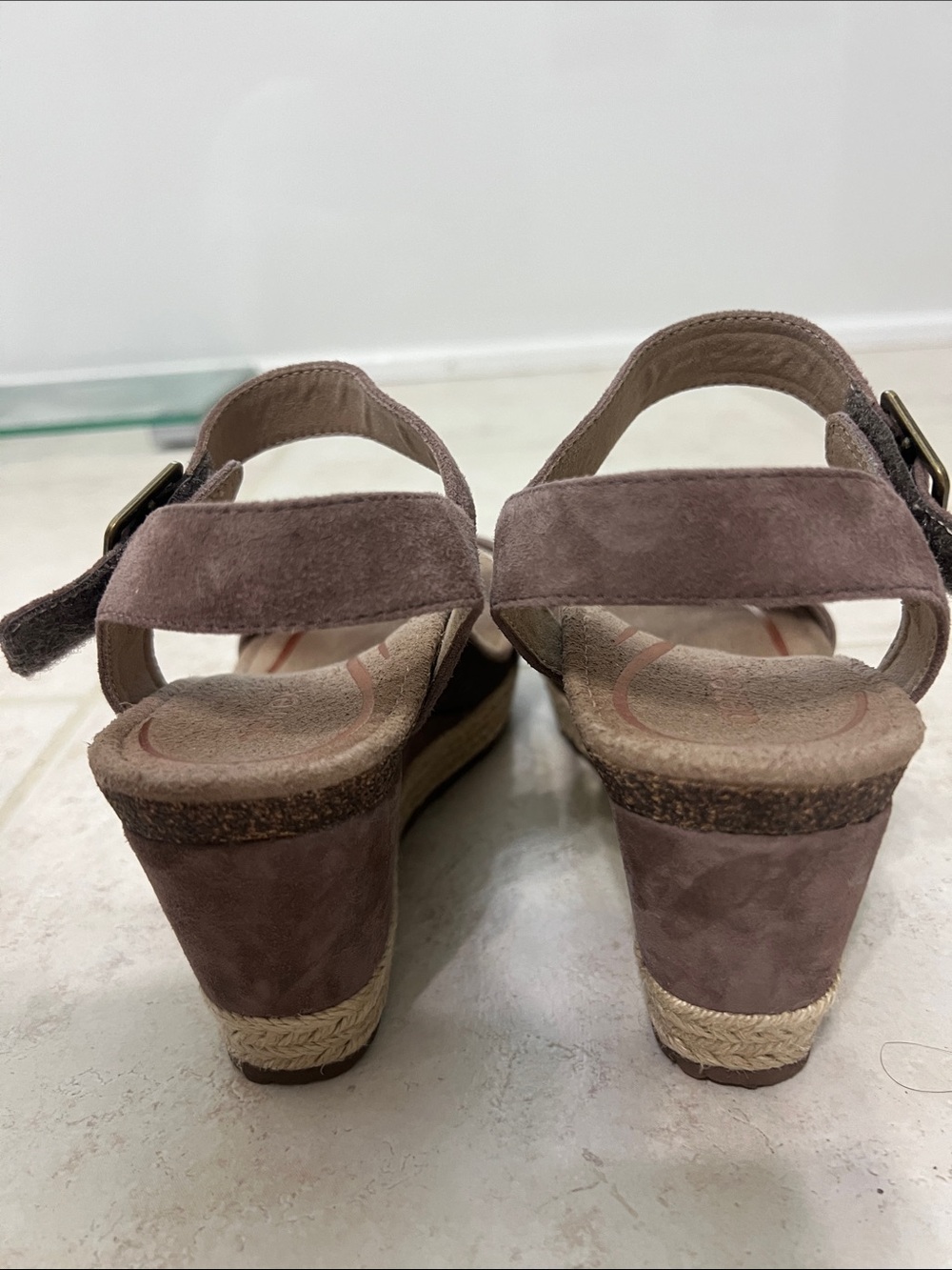 Aetrex Suede Ankle-Strap Sandals in Taupe - Picture 3 of 8
